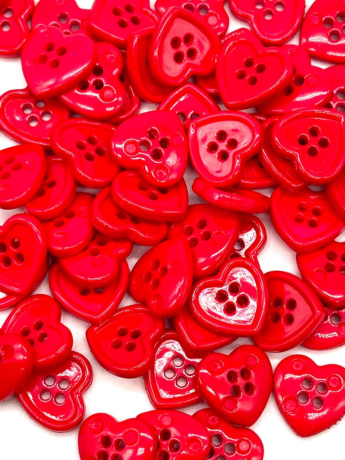 Vintage Red Heart Buttons: Nylon 4-hole Sewing Buttons, Set of 6 - Etsy
