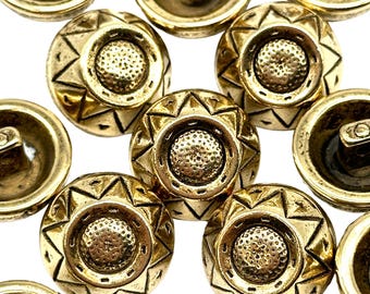 12 Pcs Vintage Art Deco Gold Metal Shank Buttons: 19mm Sewing Supplies