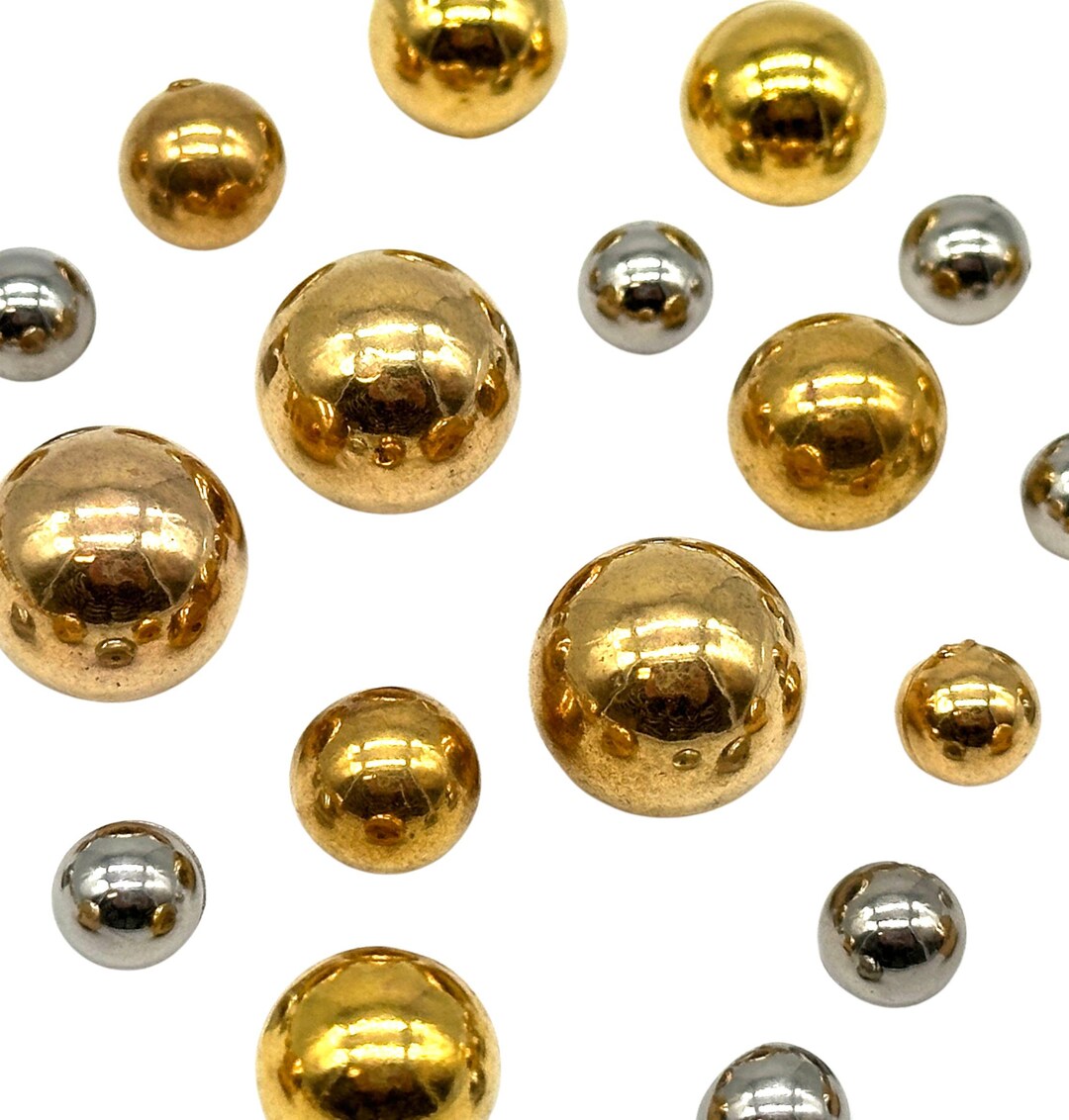 12 Shiny Ball Shank Buttons: Gold or Silver Metal Sewing Buttons - Etsy
