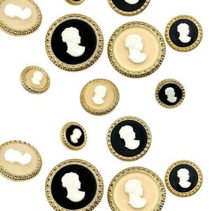 Vintage gouden cameeknopen: decoratieve naaiversieringen (set van 6)