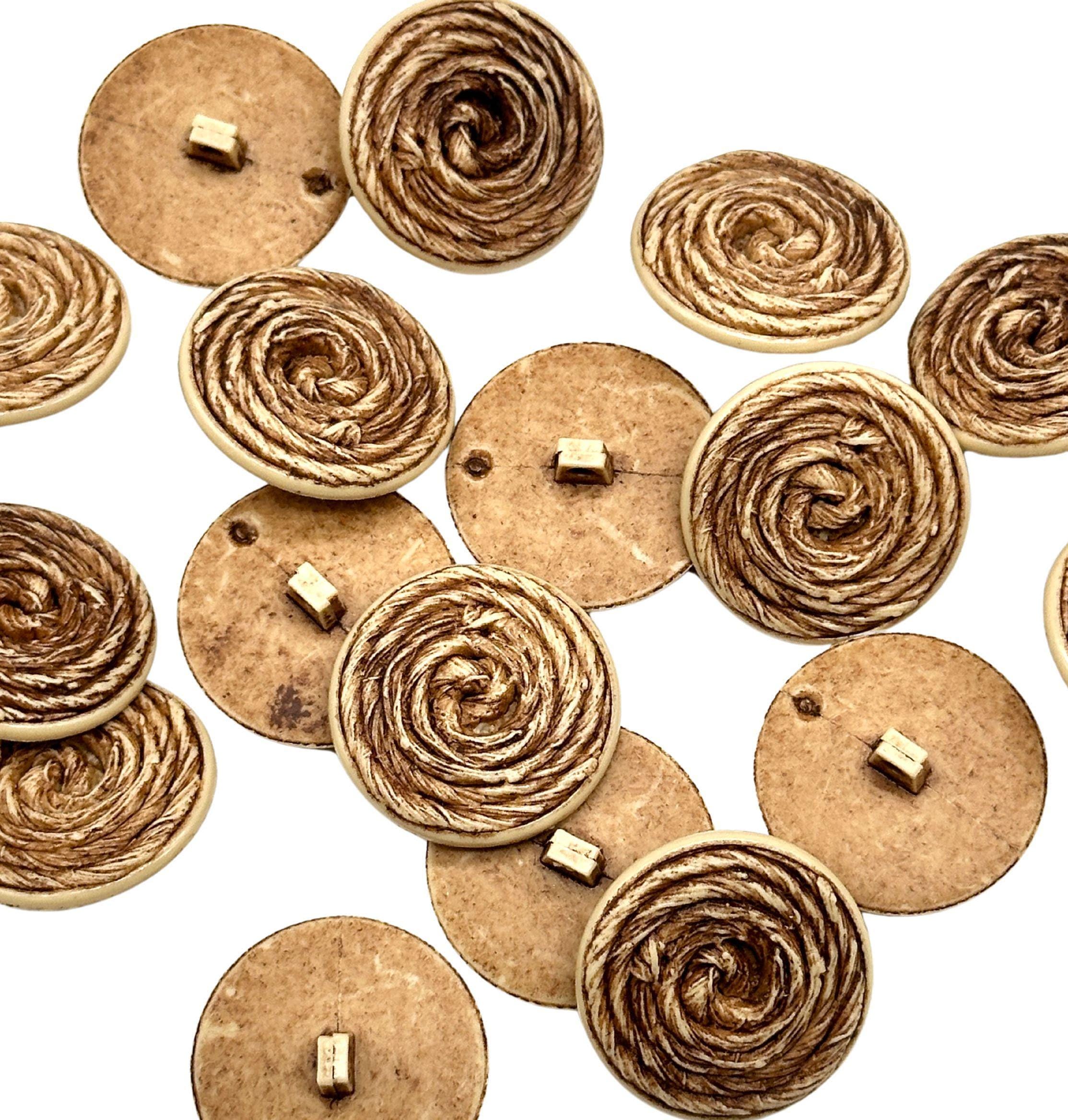 【PORTERNA】Coiled Button Short One Piece 12 Pcs Vintage Coiled Rope Design Shank Buttons - Decorative