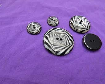 1 Dozen 2-Hole Vintage Pearl Buttons with Art Deco Laser Design. A8093 Several Sizes Available.