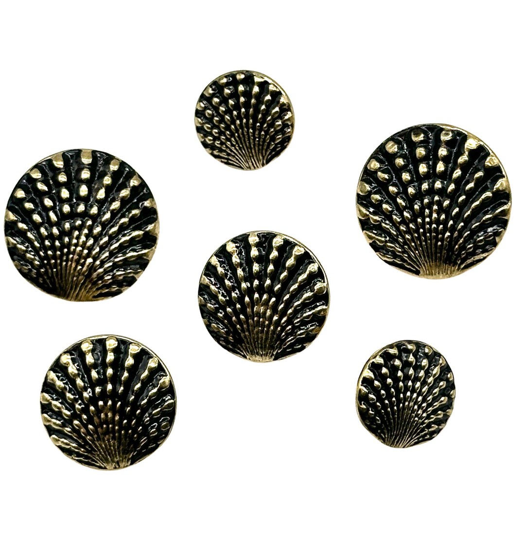 Shank Shell Button Vintage Shell Shank Buttons: Antique Gold Metal, 1980s USA (set of 6 ...