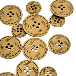 Vintage Laser Pattern Coconut Shell Buttons: Eco-Friendly Sewing, Set of 12