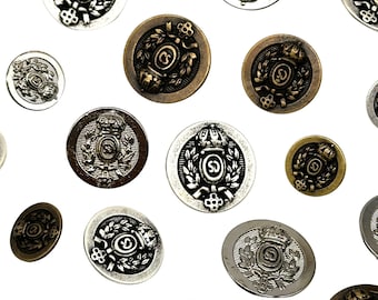 ヴィンテージ紋章ボタン、金・銀の金属、クラフト用品 - Etsy 日本