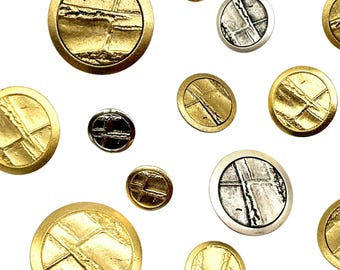 12 Art Deco Vintage Metal Shank Buttons: Italian Sewing Supplies