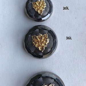 One Package (12 Buttons) Vintage "Filigree Gold "on a Gunmetal color ABS shank button-K4638 from the 1990's and available in various sizes
