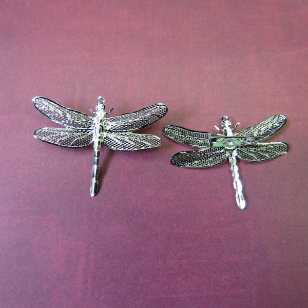 2 broches libellule vintage en argent B5558