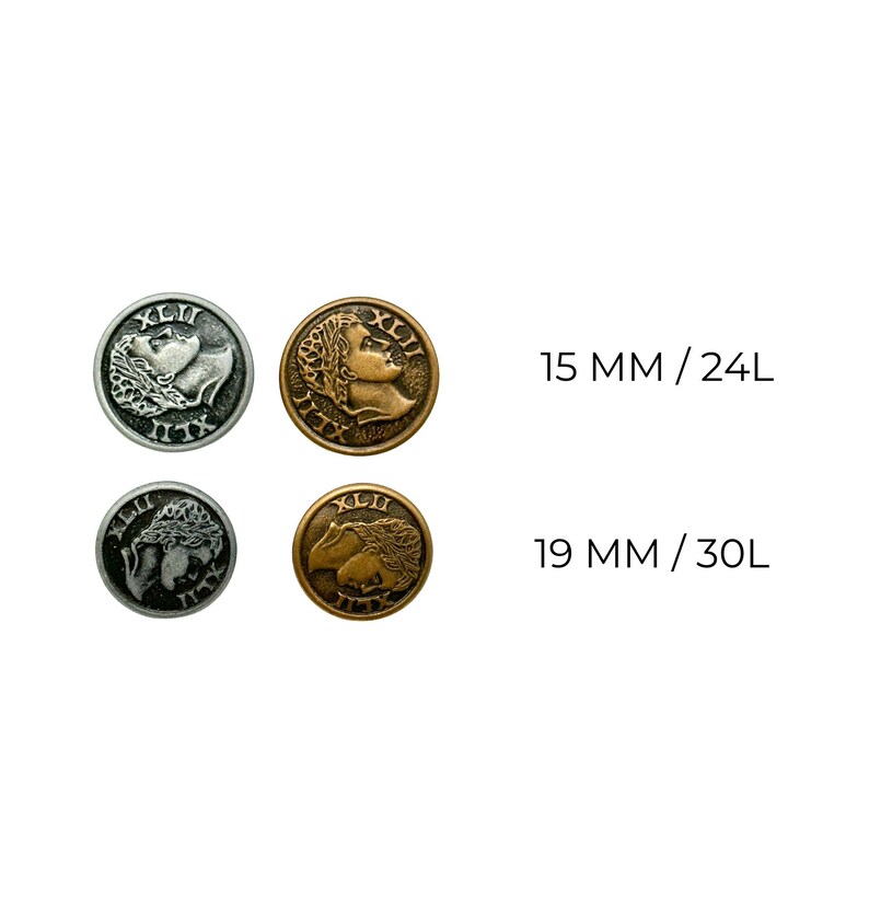 Vintage Roman Coin Shank Buttons: Dutch Silver & Gold, Sewing Embellishments (12 Pcs) image 9