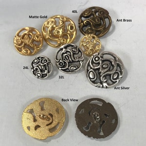 1 Package(12 Buttons) Vintage "Art Deco" design Metal Shank Buttons - K2399/K2452 several sizes and colorsavailable