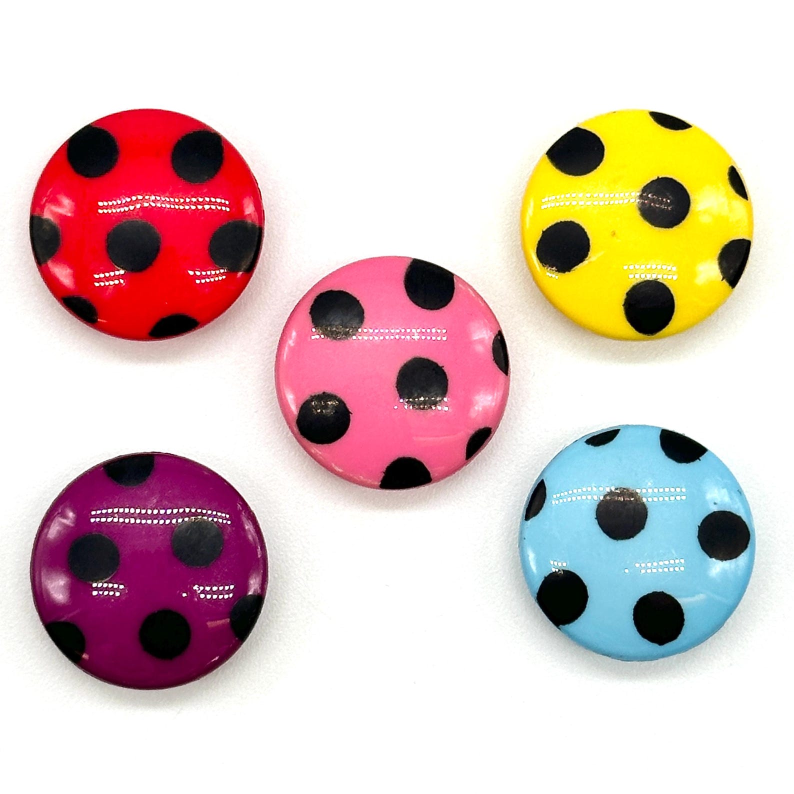 12 Pcs Vintage Polka Dot Buttons: Colorful Sewing Craft Supplies - Etsy