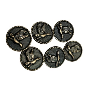 boutons vintage en laiton canard/oie : fournitures de couture italiennes des années 1980 (lot de 12, 15/20 mm)