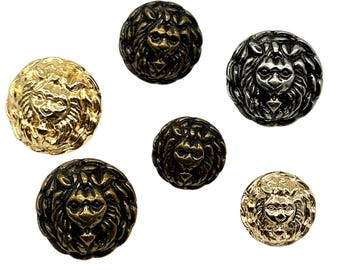 Botones vintage con cabeza de león - Metal fundido de alta resistencia - Juego de 6