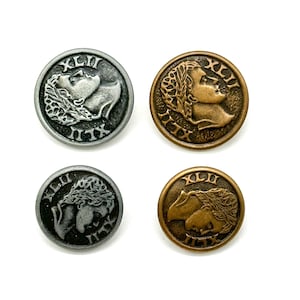 Vintage Roman Coin Shank Buttons: Dutch Silver & Gold, Sewing Embellishments (12 Pcs) image 3