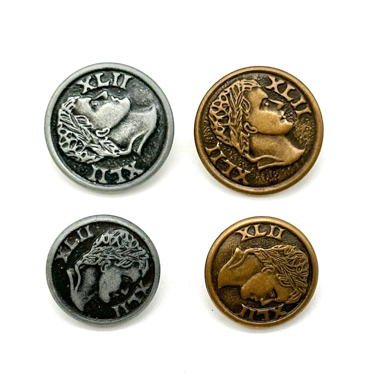 Vintage Roman Coin Shank Buttons: Dutch Silver & Gold, Sewing Embellishments (12 Pcs) image 3
