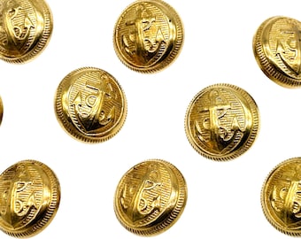 Vintage Anchor Shank Buttons - Gold or Silver - Set of 12