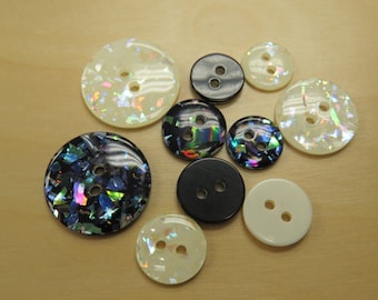 One Package (12 Buttons) Stained Glass look, multi colors Vintage 2 Hole Buttons  A5922