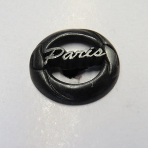 1 Dozen(1 Package) Vintage  "Paris"  Black/Silver Metal  Shank Buttons - K4338 Several Sizes Available.