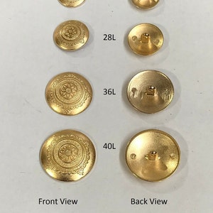 6 Buttons(1 package) Vintage "Art Deco"  Gold color Metal Shank Buttons - K3897 available in 4 sizes