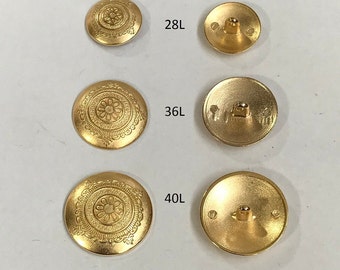 6 Buttons(1 package) Vintage "Art Deco"  Gold color Metal Shank Buttons - K3897 available in 4 sizes