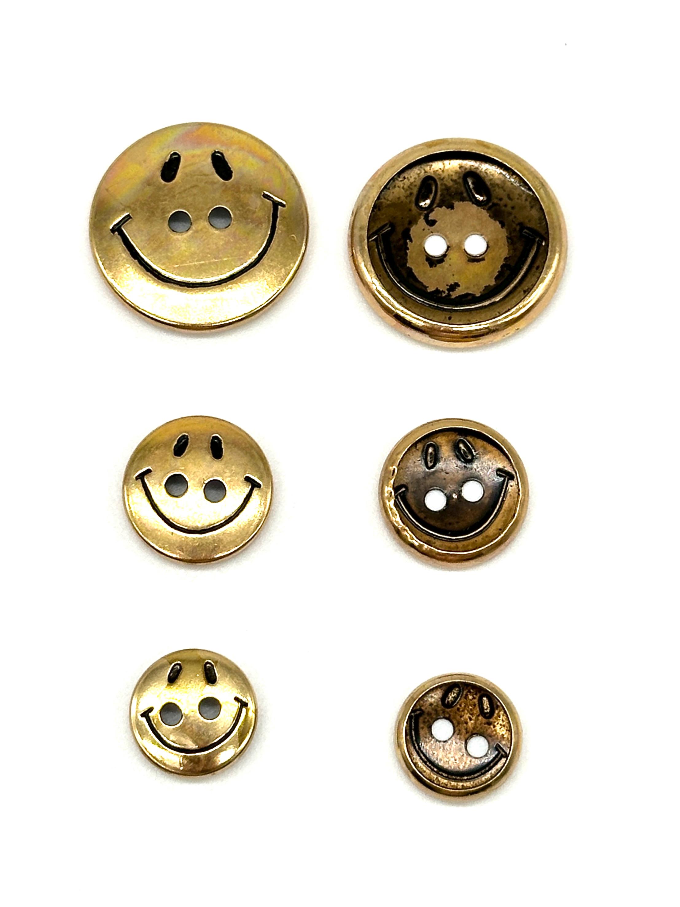 12 Pcs Vintage Smiley Face Buttons: Antique Gold Sewing, Craft DIY - Etsy