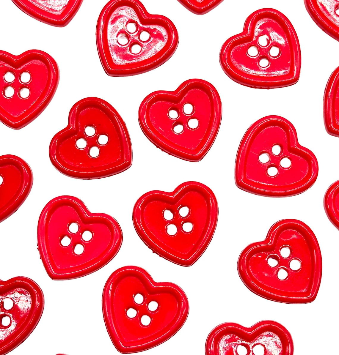 Vintage Red Heart Buttons: Nylon 4-hole Sewing Buttons, Set of 6 - Etsy