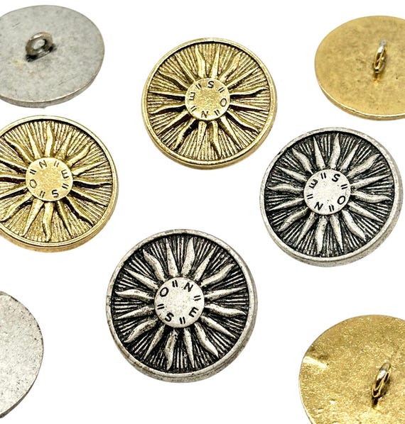 Spring　14点オーダー　ハンドメイド 6 Pcs Vintage Chalice Textured Shank Buttons, Sun Compass