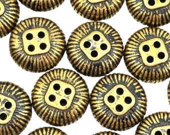 12 Stück Vintage Gold Metall Knöpfe : 4-Loch Nähen Verzierungen