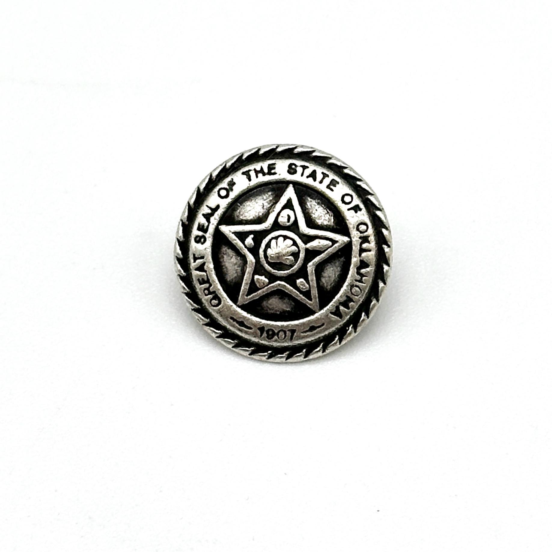 12 Vintage Oklahoma Seal Buttons: Antique Silver Shank, 15mm - Etsy