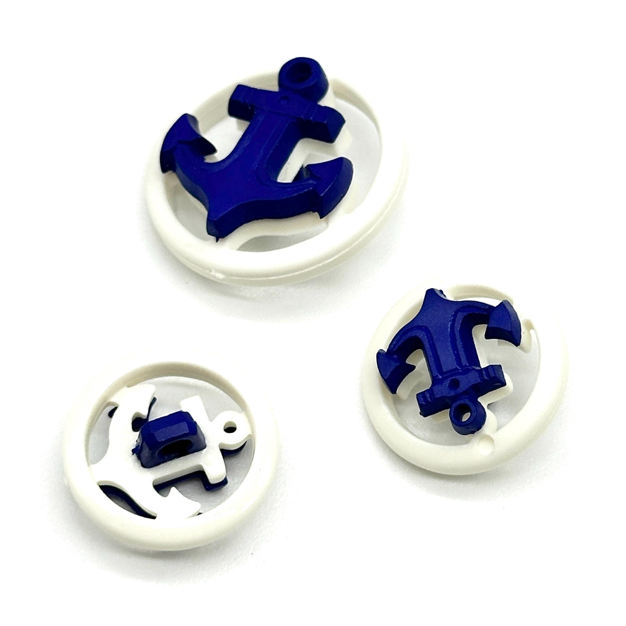 Set of 12 Vintage Anchor 3D Shank Buttons | Antique Marine