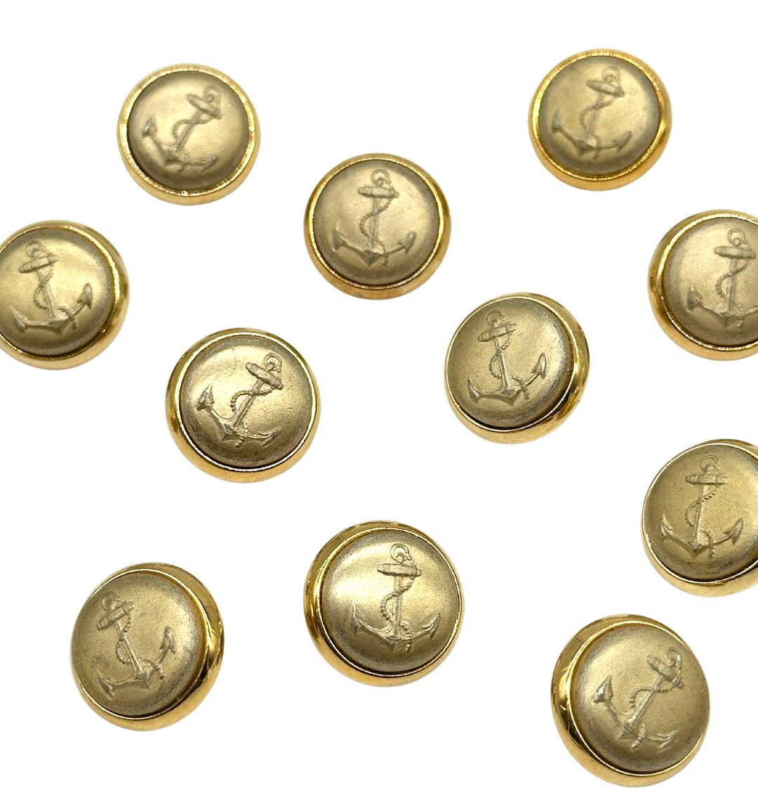 Shank Button Gold Rim 12 Pcs Vintage Anchor Shank Buttons - Matte Gold Center Shiny Gold Rim ...