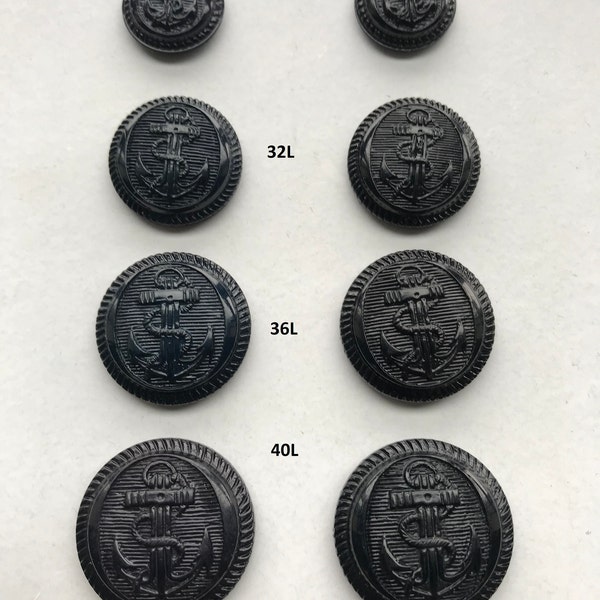 One Package(12 buttons)for  "Pea Coat" or Anchor Shank Nylon Buttons(C3951) available in 2 colors and various sizes