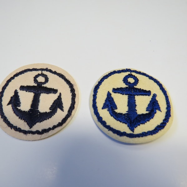 2 patches(1 package) Vintage "Marine Anchor" Embroidered- 1 3/4" Sew on Patch. (Patch #3) available in 2 colorways