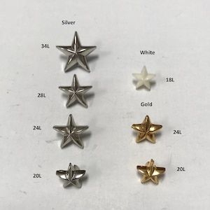 1 Dozen Star Silver or Gold Vintage Shank Buttons A118