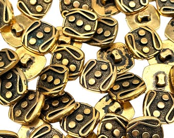 Vintage Art Deco Antique Gold Shank Buttons (15mm) - Set of 12