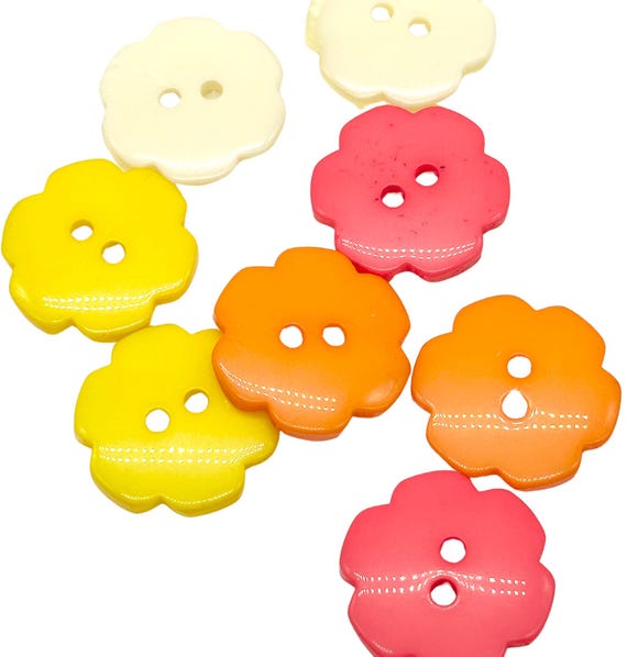 Bottoncini A Fiore Multicolor 12 Mm - 10 Pezzi Per Cucito Creativo E Fai Da Te