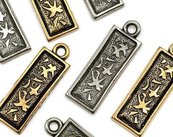 2 Vintage Asian Art Pendants: Antique Gold or Silver Zipper Pulls