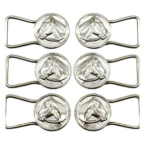 Vintage Pferdekopf-Schnalle: Antikes silberfarbenes Metall, zweiteiliges Design