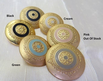 6 Buttons Art Deco Gold Vintage Shank Buttons - ZK3897