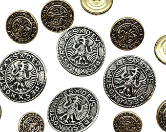 Vintage Eagle Shank Buttons: Antique Gold & Silver, Set of 12