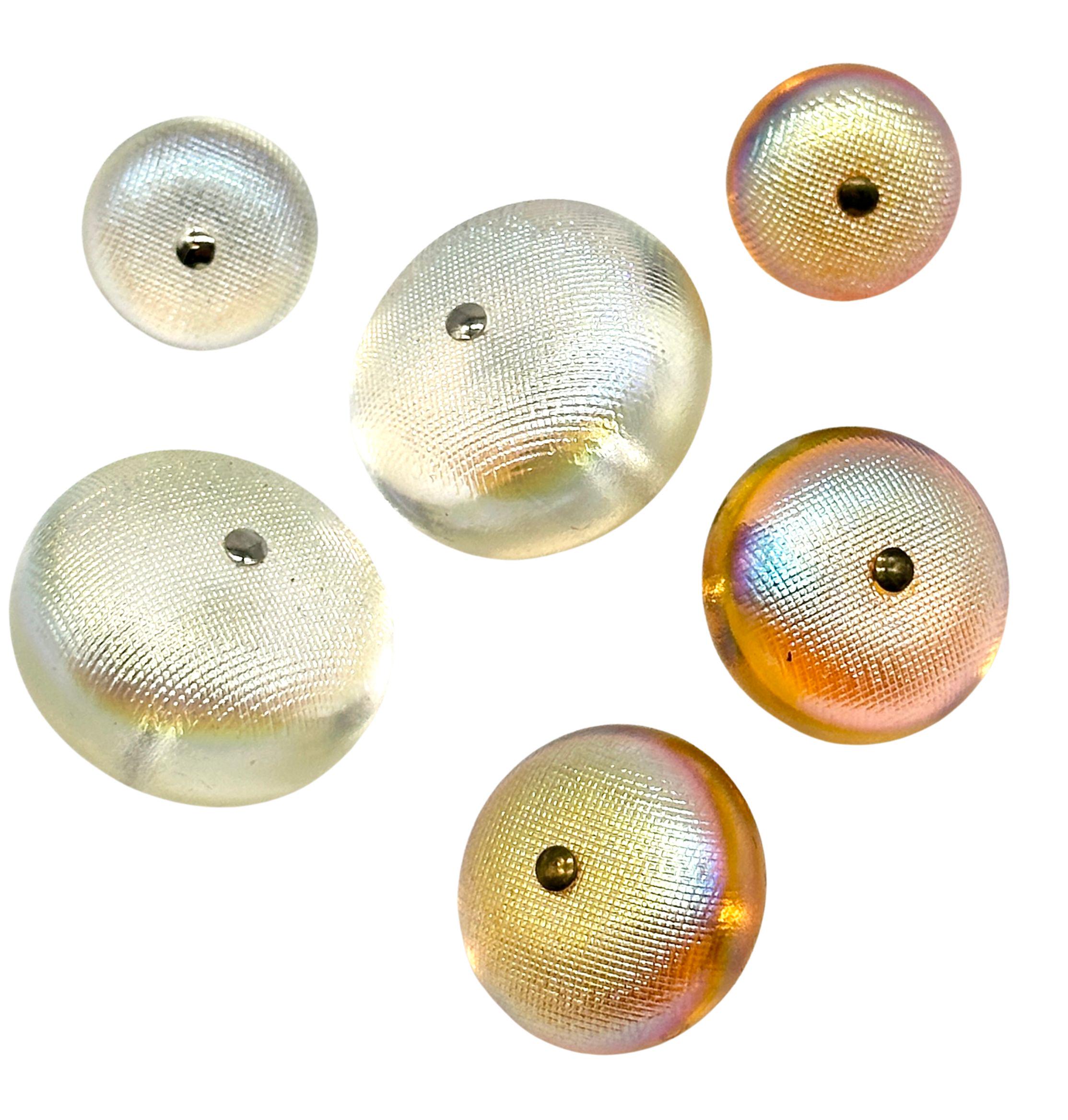 6 Pcs Vintage Gold Pin Centre Pearlized Shank Buttons