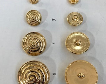 1Package(6 buttons) Vintage "Spiral" raises towards the center - ABS plated shank button K2870 available in 4 sizes and Gold Color