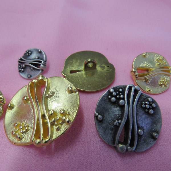 Un paquet (12 boutons) boutons à tige vintage Art déco en métal massif K3442 disponibles en différentes tailles et couleurs