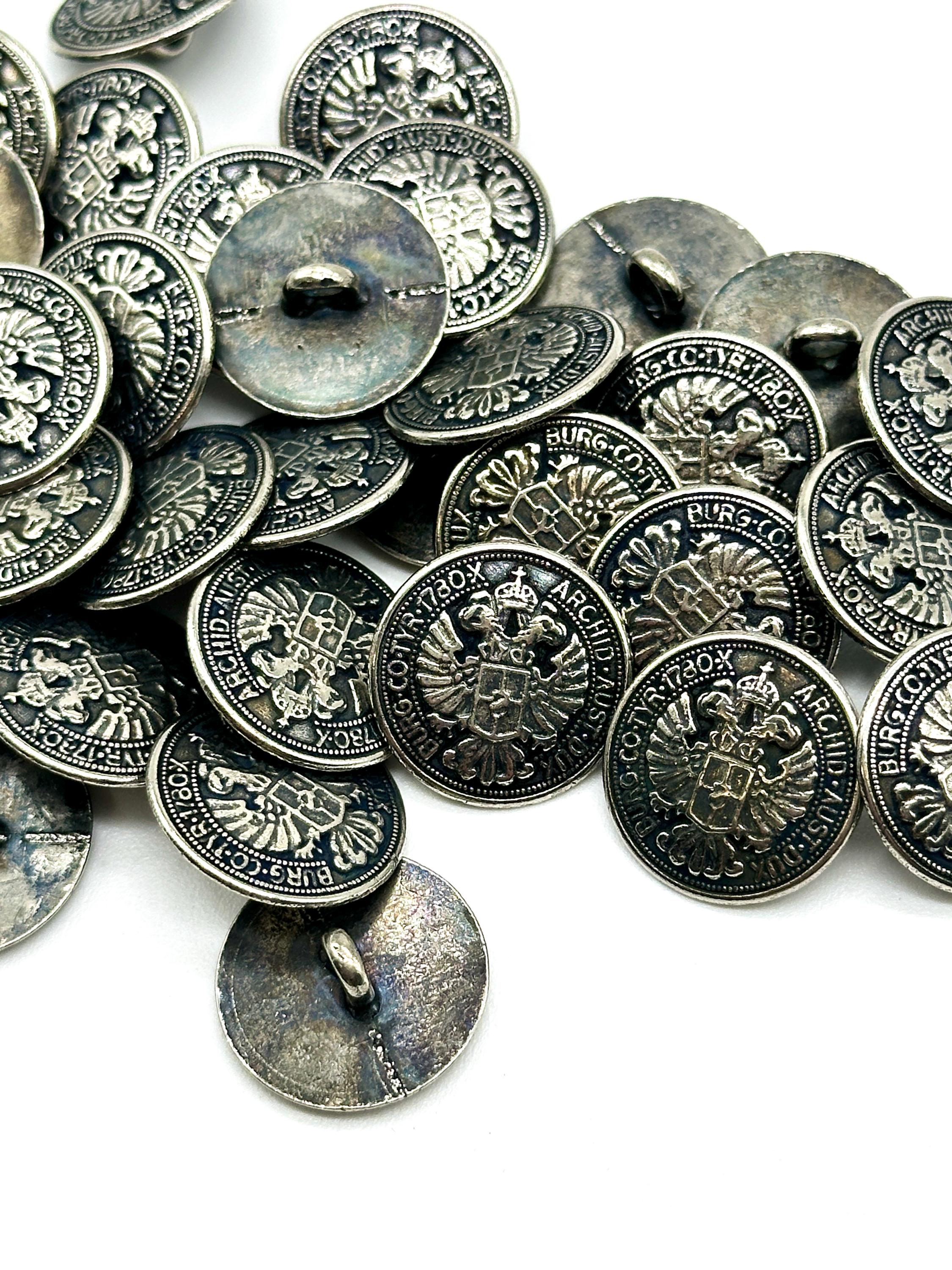 Set of 12 Vintage 'archid Aust Dux 1780' Metal Shank Buttons