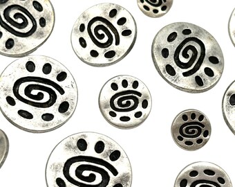 12 Pcs Vintage Antique Silver Spiral Shank Buttons: Sewing Supplies