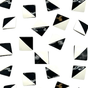12 Pcs Vintage Square Nylon Shank Buttons - Black & White, Multiple Sizes | Decorative Sewing Buttons | Clothing Buttons for Crafts (C2731)