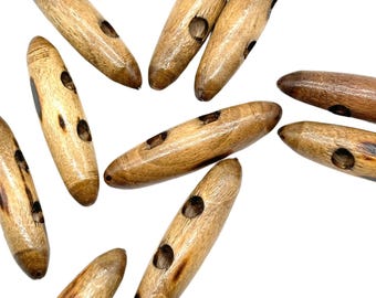 Vintage Wooden Toggles: 2-Hole Sewing Closures, 6 pcs (Cap U-791)