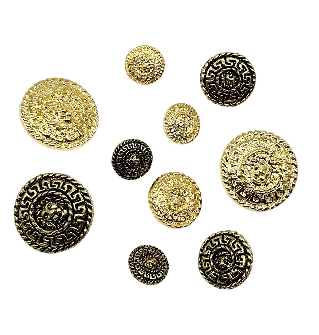 Vintage Lion Face Shank Buttons: Greek Key Design, Set of 12 - Etsy