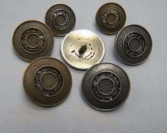 1 Dozen "Filigree" Vintage Metal Shank Buttons (K4123)-Several Colors and Sizes Available