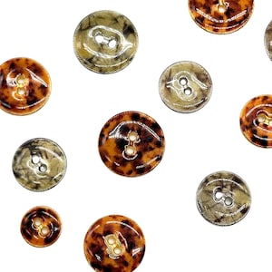 Vintage Tortoiseshell Buttons: 12 Pcs Metal Base, Italian Craft Buttons